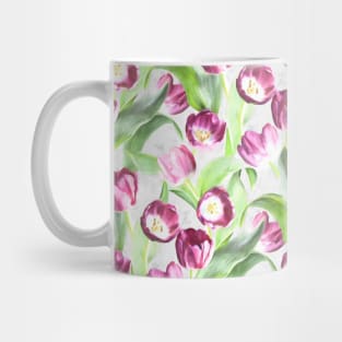 Deep Magenta Tulips on Creamy Peach Mug